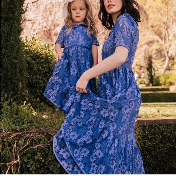 JessaKae Dresses & Skirts - JessKae Daisy lace blue shirt collared dress size large